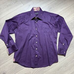 Bogosse Men’s Purple Long-Sleeve Dress Shirt Purple Size L